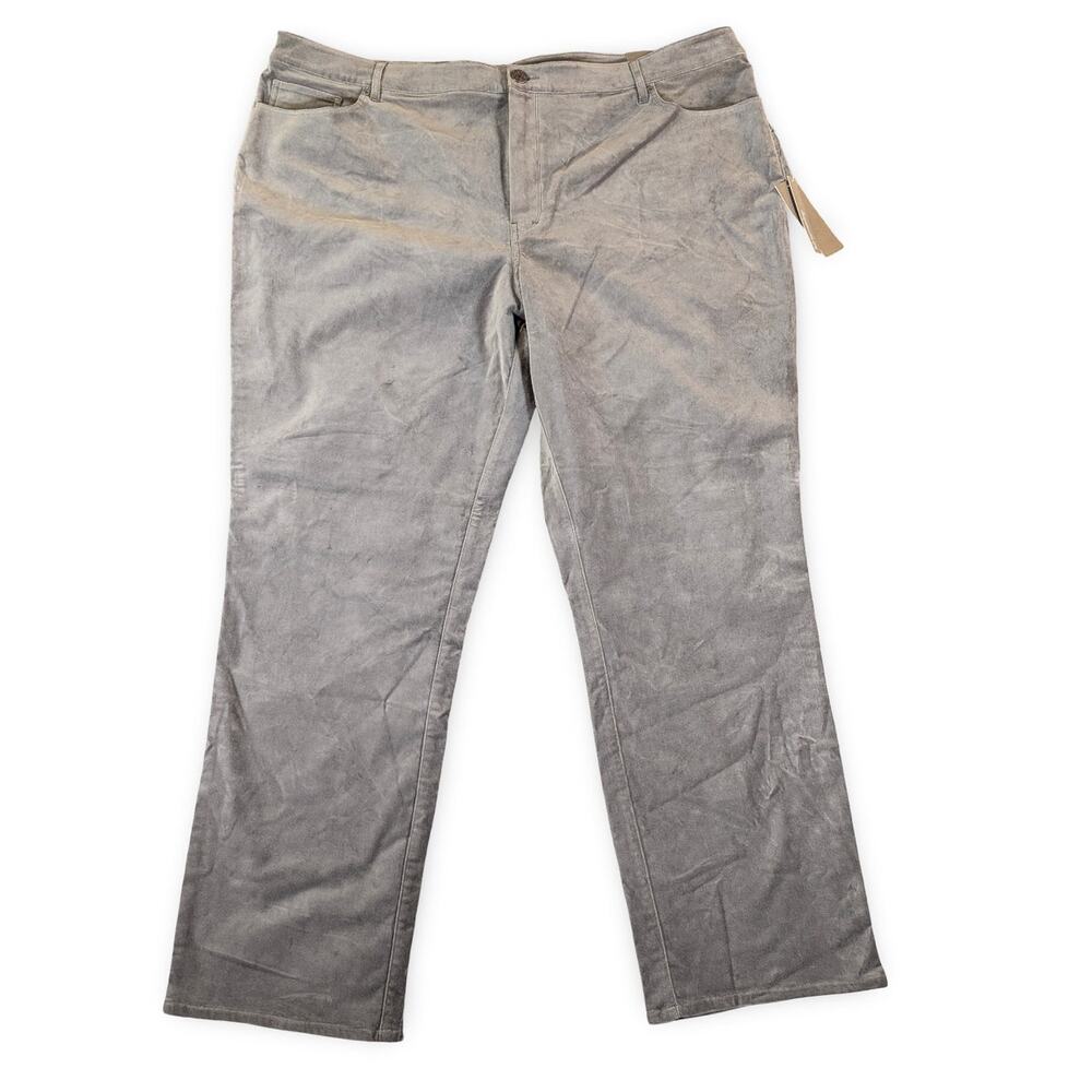 NWT Soft Surroundings Gray Velveteen Straight Leg Pants 22W